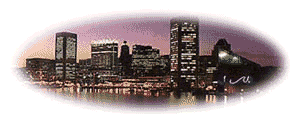 Baltimore at night (picture courtesy of Baltimore Area Convention and Visitors Association)